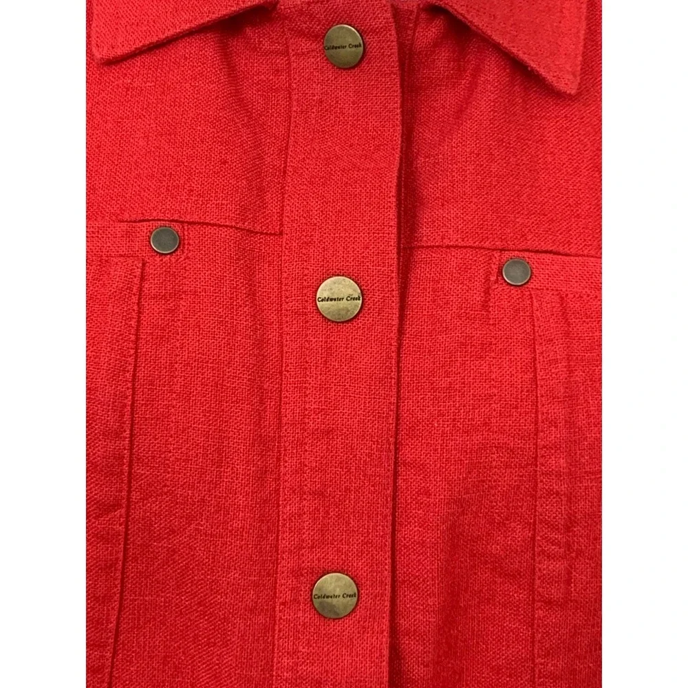 Coldwater Creek Women's Red‎ Linen Blend 10 Short Sleeve Button Jacket